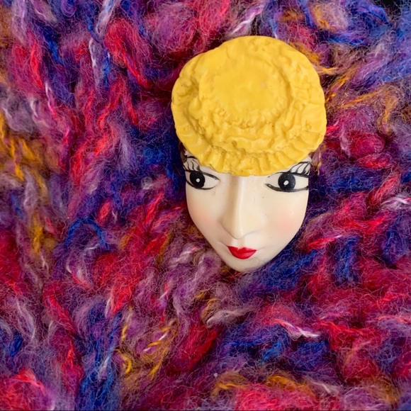 VINTAGE JEWELRY COLORFUL FACE BROOCH PIN - Picture 14 of 14